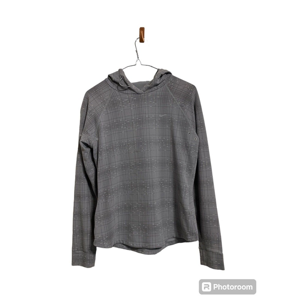Nike Dri-FIT Women's Hoodie Pullover Gray Plaid Athletic‎ Top Activewear Medium